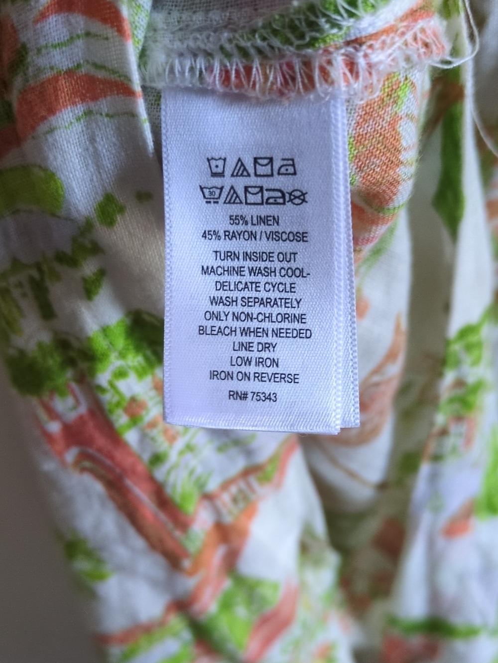 Cynthia Rowley White Maxi Dress/Cover-Up with Green & Orange Vint Tropical Print - Picture 6 of 6